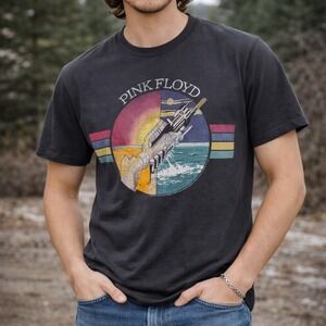 Pink Floyd Wish You Were Here Rock Band Graphic Tee Charcoal Grey